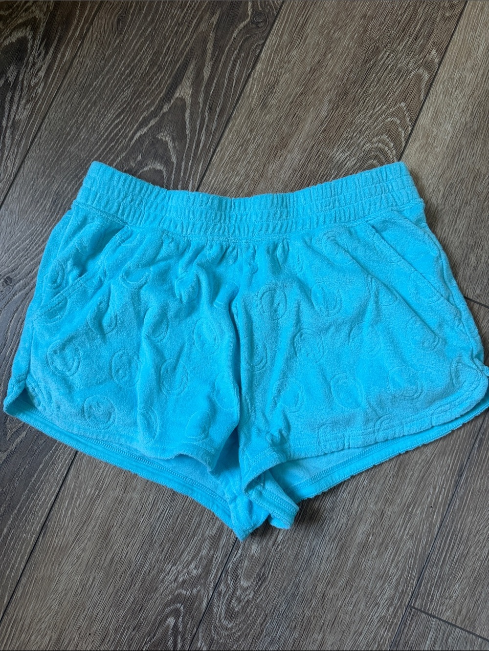 Aerie Offline Turquoise Terry Cloth Lounge Shorts Medium Comfy Cozy Smiley